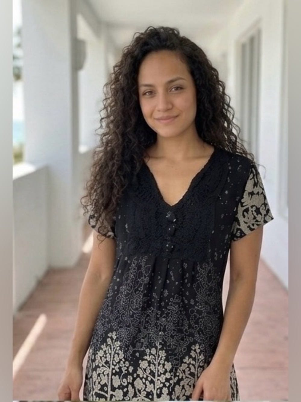 Funky People Black Boho Print Mini Dress Size L